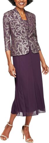 Alex Evenings Women's Petite Button-Front Jacket Dress, Electric Blue Tea Length, 14P in Saudi Arabia