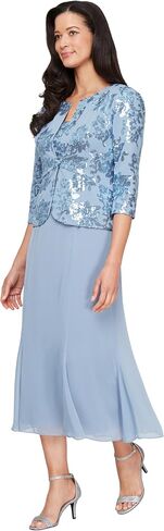 Alex Evenings Women's Petite Button-Front Jacket Dress, Electric Blue Tea Length, 14P in Saudi Arabia