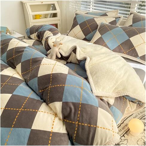 Bed Sheet Quilt Cover Set Fleece Fabric Warm Winter Pillowcase Four-Piece Bedding Set Home Textiles Floral Print Bed Four Pieces Set(B) in Saudi Arabia