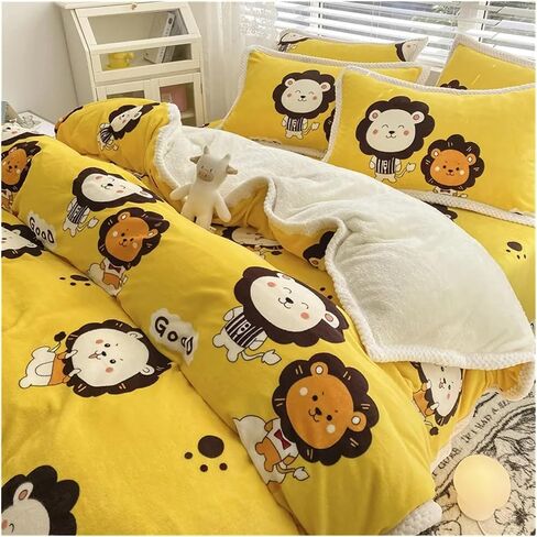 Bed Sheet Quilt Cover Set Fleece Fabric Warm Winter Pillowcase Four-Piece Bedding Set Home Textiles Floral Print Bed Four Pieces Set(B) in Saudi Arabia