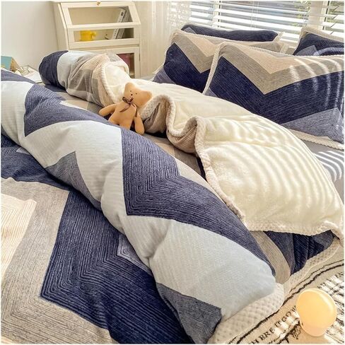 Bed Sheet Quilt Cover Set Fleece Fabric Warm Winter Pillowcase Four-Piece Bedding Set Home Textiles Floral Print Bed Four Pieces Set(B) in Saudi Arabia