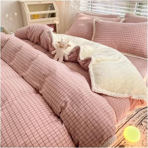 Bed Sheet Quilt Cover Set Fleece Fabric Warm Winter Pillowcase Four-Piece Bedding Set Home Textiles Floral Print Bed Four Pieces Set(B) in Saudi Arabia