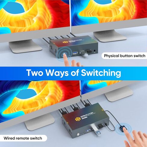 8K Displayport KVM Switch for 2 Computers 1 Monitor, 8K@60HZ 2 Port Monitor Switcher for 2 PC,with 3 USB3.0 Port Share Keyboard &Mouse,EDID Adapative in Kuwait