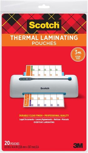 Scotch Thermal Laminating Pouches, 8.9 x 14.4-Inches, Legal Size, 20-Pack (TP3855-20) in Saudi Arabia
