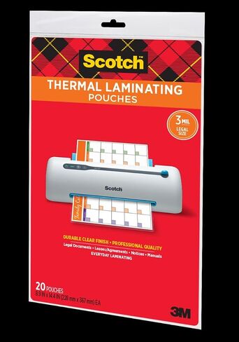 Scotch Thermal Laminating Pouches, 8.9 x 14.4-Inches, Legal Size, 20-Pack (TP3855-20) in Saudi Arabia