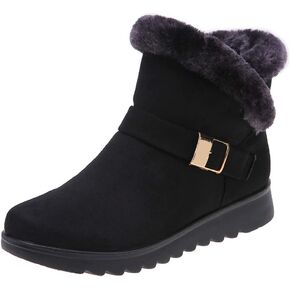 Mioke Winter Winter Fur Fur Boots Boots Buckle Suede Shipper Strobper Anti-Slip Dark Snow Snow Boots Short