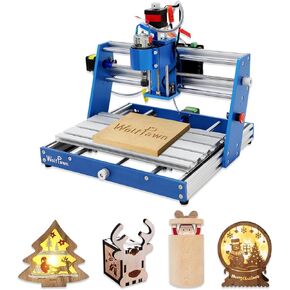 آلة التوجيه CNC 3018 Blue Alluminom مع طوارئ 3 محور نقش النحت النحت لآلة الطحن للبلاستيك الاكريليك PVC ، منطقة العمل (11.8x7.1x2.4in) (مع وحدة تحكم غير متصل))