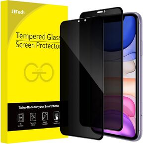 JETech Privacy Full Coverage Screen Protector for iPhone 11/XR 6.1-Inch, Anti-Spy Tempered Glass Film, Edge to Edge Protection Case-Friendly, 2-Pack