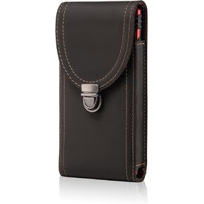 Hengwin Genuine Leather Vertical Cell Phone Holster for Samsung Galaxy A72 A52 A12 A02s Note20 Ultra S21 Ultra 5G Moto G Power LG Stylo 6 Belt Case with Belt Clip Loop Pouch Holder (Retro Brown)