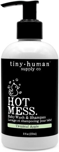 Hot Mess Baby Wash & Shampoo ، Baby Classic ، 8oz (1 pack) ph companced ، مكونات طبيعية ، لا توجد كبريتات مضافة أو أصباغ أو البارابين أو الفثالات in Kuwait