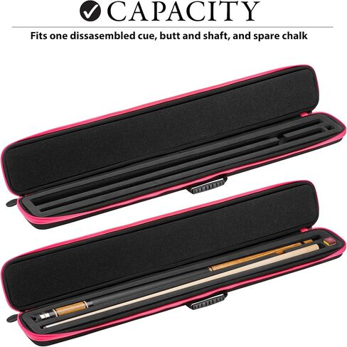 Casemaster Parallax Billiard/Pool Cue Case 600D Oxford Heavyweight Polyester Fabric and Padded Interior, Holds 1 Complete 2-Piece Cue (1 Butt/1 Shaft), Black with Orange Trim in Kuwait