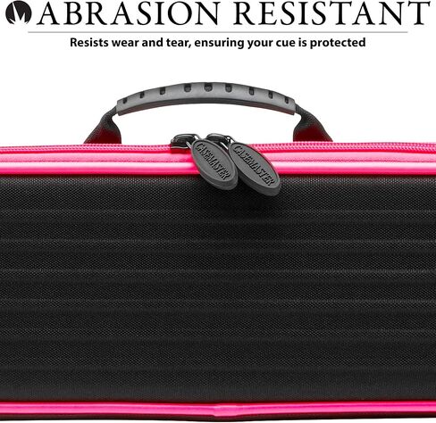 Casemaster Parallax Billiard/Pool Cue Case 600D Oxford Heavyweight Polyester Fabric and Padded Interior, Holds 1 Complete 2-Piece Cue (1 Butt/1 Shaft), Black with Orange Trim in Kuwait