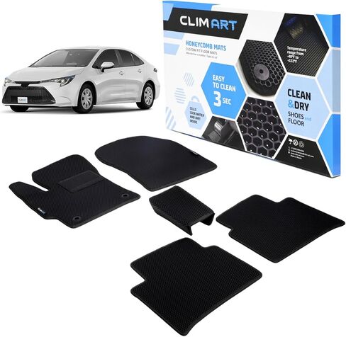 سجادات أرضية CLIM ART WaterTrap مخصصة لسيارة Toyota Highlander 2014-2019، صف 1 و2 و3، بطانة أرضية سجاد السيارة، مناسبة لجميع الأحوال الجوية، ملحقات السيارة للرجال والنساء، أسود/أسود - FL011614070 in Kuwait