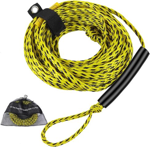 Tow Rope for Watersports,1-6 Rider Lines for Towable Tubes,Boating,6K, 3/4" Diameters Width, Heavy Duty, 60FT Length, Yellow and Red in Kuwait
