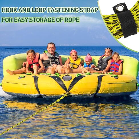 Tow Rope for Watersports,1-6 Rider Lines for Towable Tubes,Boating,6K, 3/4" Diameters Width, Heavy Duty, 60FT Length, Yellow and Red in Kuwait