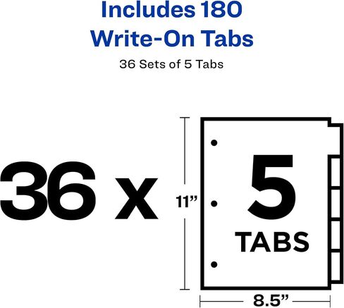 Avery 5-Tab Binder Dividers, Write-On Plain Tabs, 36 Sets (11506) in Saudi Arabia