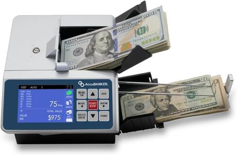 AccuBANKER D700 Multi Currency Duo Automatic Value Counting with 8-Point Counterfeit Bill Detector, Multi-Orientation Bill Feeding, Currency Detection USD & Euro, Commercial Grade in Saudi Arabia