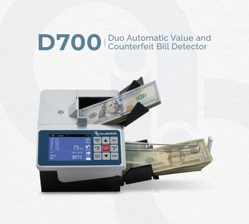 AccuBANKER D700 Multi Currency Duo Automatic Value Counting with 8-Point Counterfeit Bill Detector, Multi-Orientation Bill Feeding, Currency Detection USD & Euro, Commercial Grade in Saudi Arabia