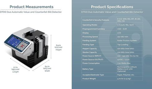 AccuBANKER D700 Multi Currency Duo Automatic Value Counting with 8-Point Counterfeit Bill Detector, Multi-Orientation Bill Feeding, Currency Detection USD & Euro, Commercial Grade in Saudi Arabia