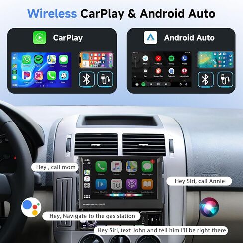 Podofo Single Din Car Stereo 7 بوصة قابلة للطي تعمل باللمس متوافقة مع Apple Carplay & Android Auto Mirror Link مستقبل صوت السيارة كاميرا احتياطية بلوتوث SWC FM راديو USB/TF/AUX وحدة رأس المنفذ in Kuwait