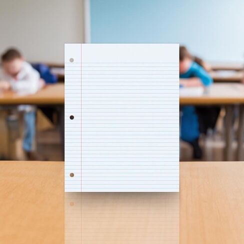 ورق حشو مثقوب بخمس فتحات من School Smart-85287 مع هامش أحمر، 8-1/2 × 11 بوصة، مسطر عريض، 500 ورقة - أبيض in Kuwait
