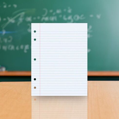ورق حشو مثقوب بخمس فتحات من School Smart-85287 مع هامش أحمر، 8-1/2 × 11 بوصة، مسطر عريض، 500 ورقة - أبيض in Kuwait