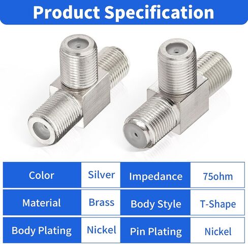 wlaniot F Type Coax Splitter 3 Way Adapter Connector F Jack Female to Double F Female RF Coaxial Adapter Connector for Combiner TV Cable Satellite Antenna 50 Ohm 5pcs in Kuwait