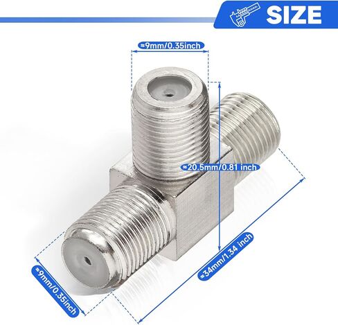 wlaniot F Type Coax Splitter 3 Way Adapter Connector F Jack Female to Double F Female RF Coaxial Adapter Connector for Combiner TV Cable Satellite Antenna 50 Ohm 5pcs in Kuwait