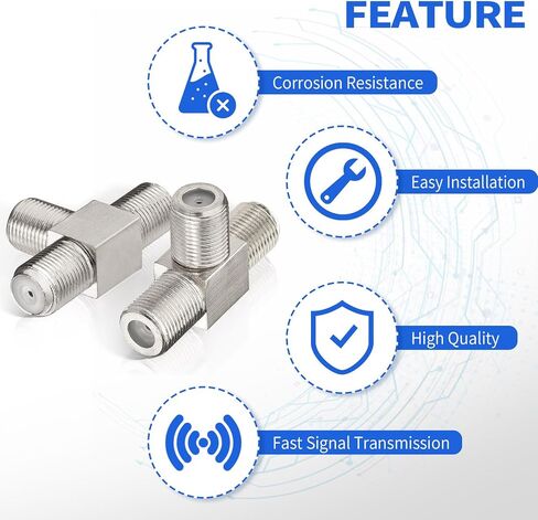 wlaniot F Type Coax Splitter 3 Way Adapter Connector F Jack Female to Double F Female RF Coaxial Adapter Connector for Combiner TV Cable Satellite Antenna 50 Ohm 5pcs in Kuwait