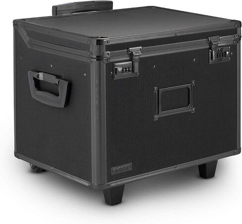 Vaultz Portable File Box with Handle - Dual Lock File Boxes with Lids, Letter & Legal-Size Hanging Folders, Laptop Sleeve - HIPAA Compliant Portable Safe Storage Box, 14.5" x 17.5" x 15.5" in Kuwait