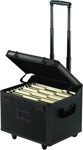 Vaultz Portable File Box with Handle - Dual Lock File Boxes with Lids, Letter & Legal-Size Hanging Folders, Laptop Sleeve - HIPAA Compliant Portable Safe Storage Box, 14.5" x 17.5" x 15.5" in Kuwait