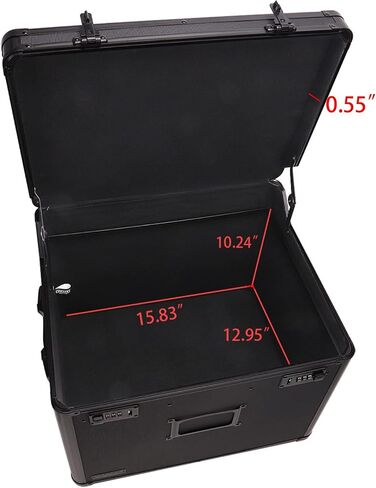 Vaultz Portable File Box with Handle - Dual Lock File Boxes with Lids, Letter & Legal-Size Hanging Folders, Laptop Sleeve - HIPAA Compliant Portable Safe Storage Box, 14.5" x 17.5" x 15.5" in Kuwait