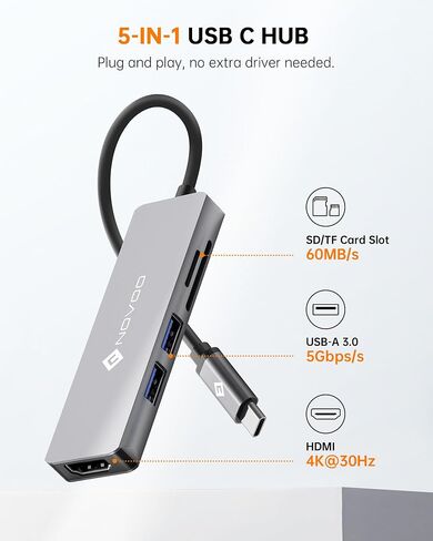 USB C Hub 4K@30Hz USB C to Dual HDMI Adapter with 100W Power Delivery, 3 USB Data Transfer, HDMI to USB C Adapter USB C Docking Station Dual Monitor for Dell HP Lenovo Asus, MacBook Pro Air in Kuwait