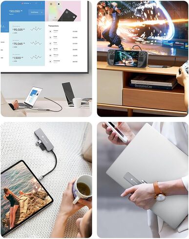 USB C Hub 4K@30Hz USB C to Dual HDMI Adapter with 100W Power Delivery, 3 USB Data Transfer, HDMI to USB C Adapter USB C Docking Station Dual Monitor for Dell HP Lenovo Asus, MacBook Pro Air in Kuwait