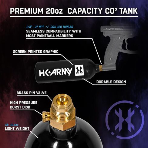 HK Army 20oz Refillable Aluminum CO2 Paintball Tank - Blue in Saudi Arabia