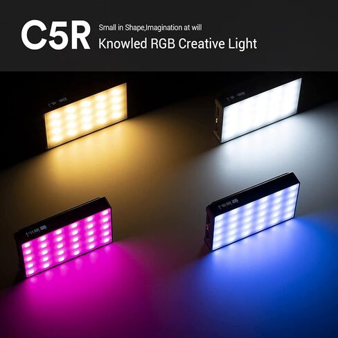 غودوكس مصباح فيديو LED RGB كامل الالوان M1، مصباح فيديو قابل لاعادة الشحن بحجم الجيب من النوع سي مع نطاق لون 2500-8500 كلفن، وظيفة اضاءة نغمات الموسيقى و15 تاثير اضاءة اف اكس مع هيكل من خليط in Kuwait