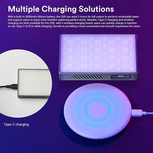 غودوكس مصباح فيديو LED RGB كامل الالوان M1، مصباح فيديو قابل لاعادة الشحن بحجم الجيب من النوع سي مع نطاق لون 2500-8500 كلفن، وظيفة اضاءة نغمات الموسيقى و15 تاثير اضاءة اف اكس مع هيكل من خليط in Kuwait