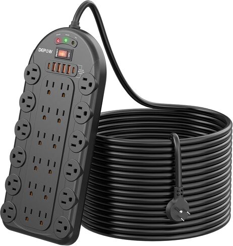 24 Outlet Surge Protector Power Strip with 6 USB,8FT Cord for Gaming,3400J in Kuwait