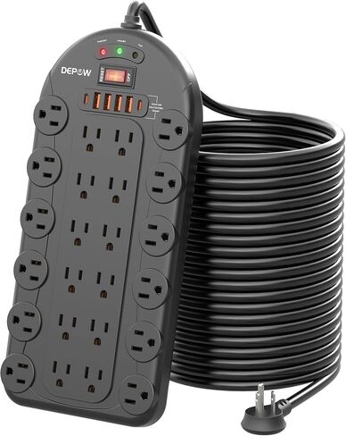 24 Outlet Surge Protector Power Strip with 6 USB,8FT Cord for Gaming,3400J in Kuwait