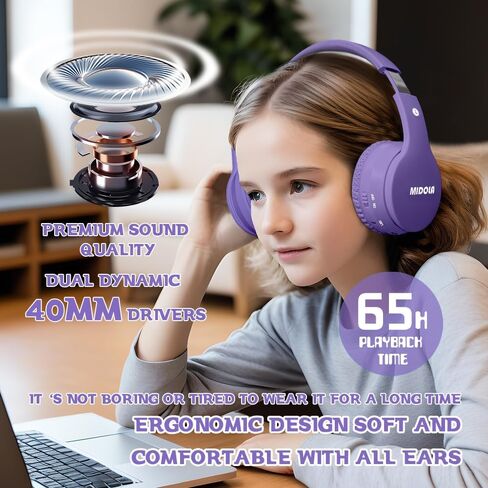 Kids Bluetooth Headphones Wireless Over-Ear,68Hrs,Volume Limit 85/94dB Blue in Kuwait