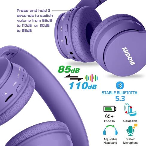 Kids Bluetooth Headphones Wireless Over-Ear,68Hrs,Volume Limit 85/94dB Blue in Kuwait