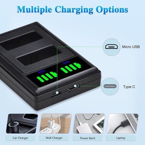 بطارية Pickle Power LP-E12 وشاحن USB مزدوج LED لكاميرا Canon PowerShot SX70 HS، EOS M M2 M10 M50 M100 M200، M50 Mark II، Rebel SL1 الرقمية in Kuwait