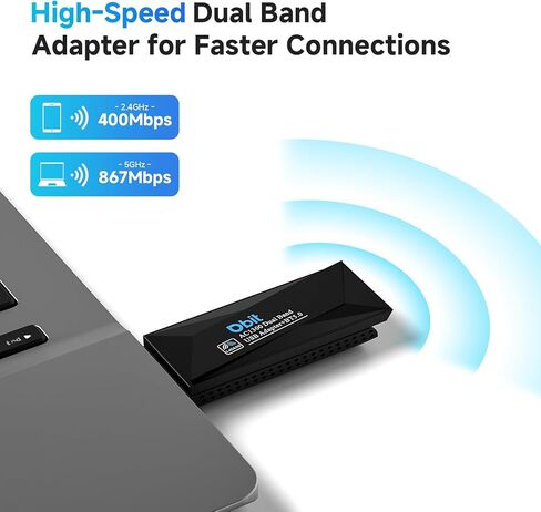 650Mbps USB WiFi Adapter for PC, 5GHz/2.4GHz Dual Band Wireless Dongle, WiFi Wireless Adapter for Laptop - Nano Size, Compatible with Windows XP/7/8/10/11, Mac OS 10.9-10.14 in Kuwait