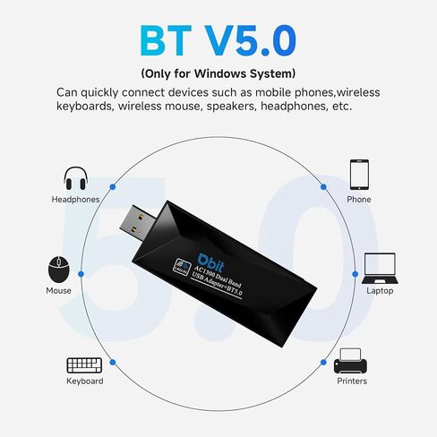 650Mbps USB WiFi Adapter for PC, 5GHz/2.4GHz Dual Band Wireless Dongle, WiFi Wireless Adapter for Laptop - Nano Size, Compatible with Windows XP/7/8/10/11, Mac OS 10.9-10.14 in Kuwait