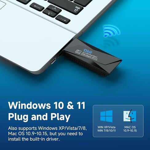 650Mbps USB WiFi Adapter for PC, 5GHz/2.4GHz Dual Band Wireless Dongle, WiFi Wireless Adapter for Laptop - Nano Size, Compatible with Windows XP/7/8/10/11, Mac OS 10.9-10.14 in Kuwait