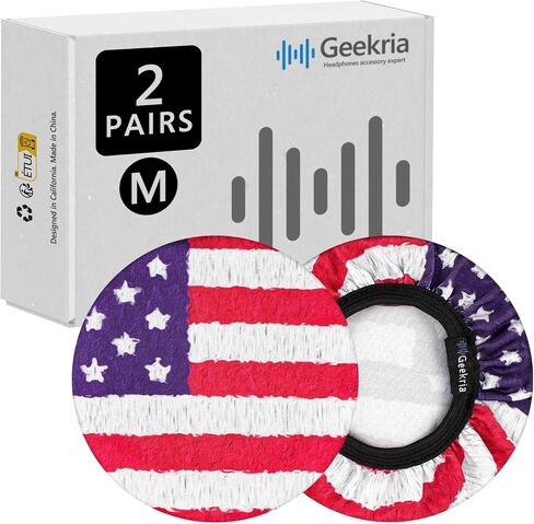 Geekria 2 Pairs Flex Fabric Headphones Ear Covers - Product Safety Certified - Washable & Stretchable Earcup Protectors for Over-Ear Headsets, Sweat Pads for Gym, Gaming (Size M/Black) in Kuwait