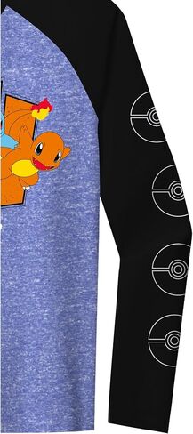 Pokemon Boys' Classic Starter Group Long Sleeve Raglan T-Shirt in Saudi Arabia