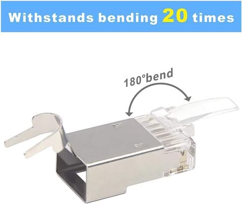 VCELINK CAT6A Connector, RJ45 Connectors Pass Through CAT6A CAT7 Shielded 30-Pack, UL-Listed 3-Prong 50μ Gold Plated, CAT7 Connector for 23AWG Cable with Strain Relief Boots Black (Gen 2) in Kuwait