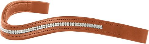 Harrison Howard Curved Padded Diamond Decorated Leather Browband for Horse Bridles Bling browband Black Large in Saudi Arabia