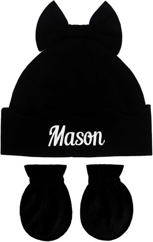 Custom Baby Hat, Personalized Embroidered Newborn Hospital Hat, Cotton Bear Beanie Gloves for Boys Girls in Saudi Arabia